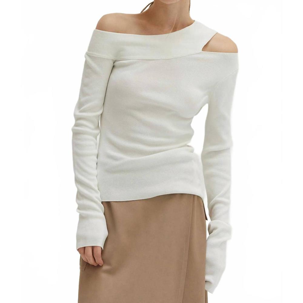 NEW CRESCENT one shoulder top in off white